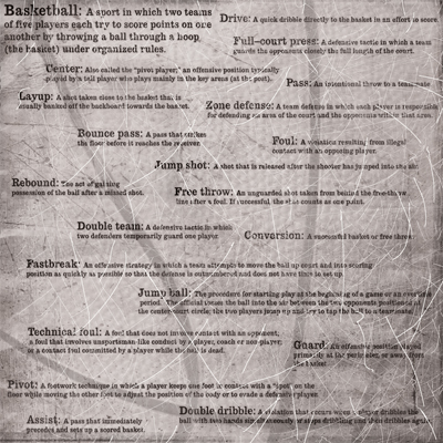 Stamping Station - Basketball Words Paper